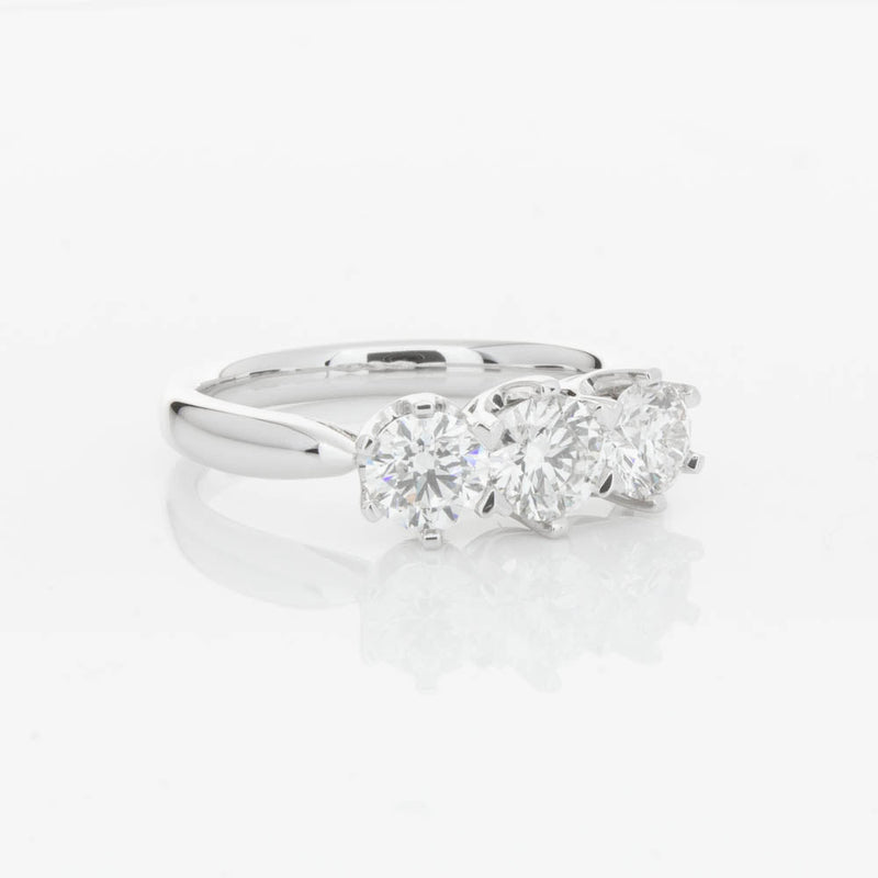 18ct White Gold 1.24ct Diamond Trilogy Ring-Ring-Walker & Hall