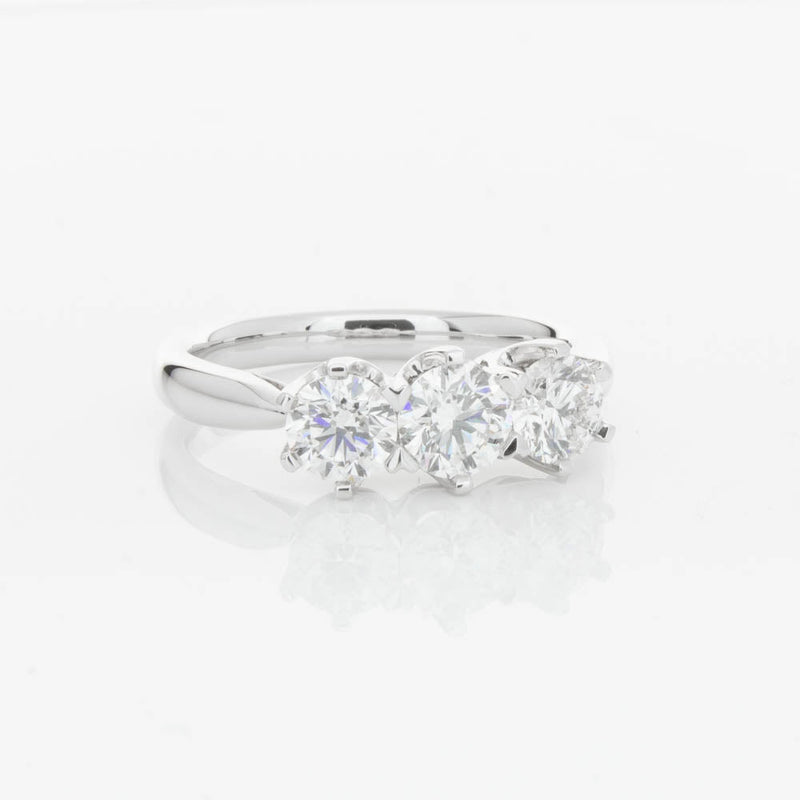 18ct White Gold 1.24ct Diamond Trilogy Ring-Ring-Walker & Hall