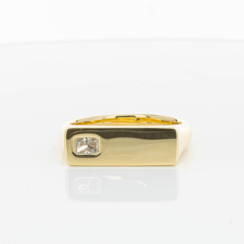 18ct Yellow Gold Diamond Signet Ring-Ring-Walker & Hall