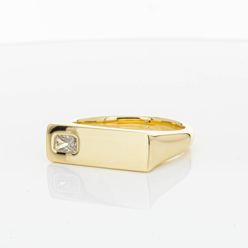 18ct Yellow Gold Diamond Signet Ring-Ring-Walker & Hall