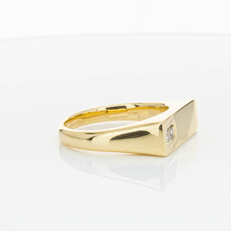 18ct Yellow Gold Diamond Signet Ring-Ring-Walker & Hall