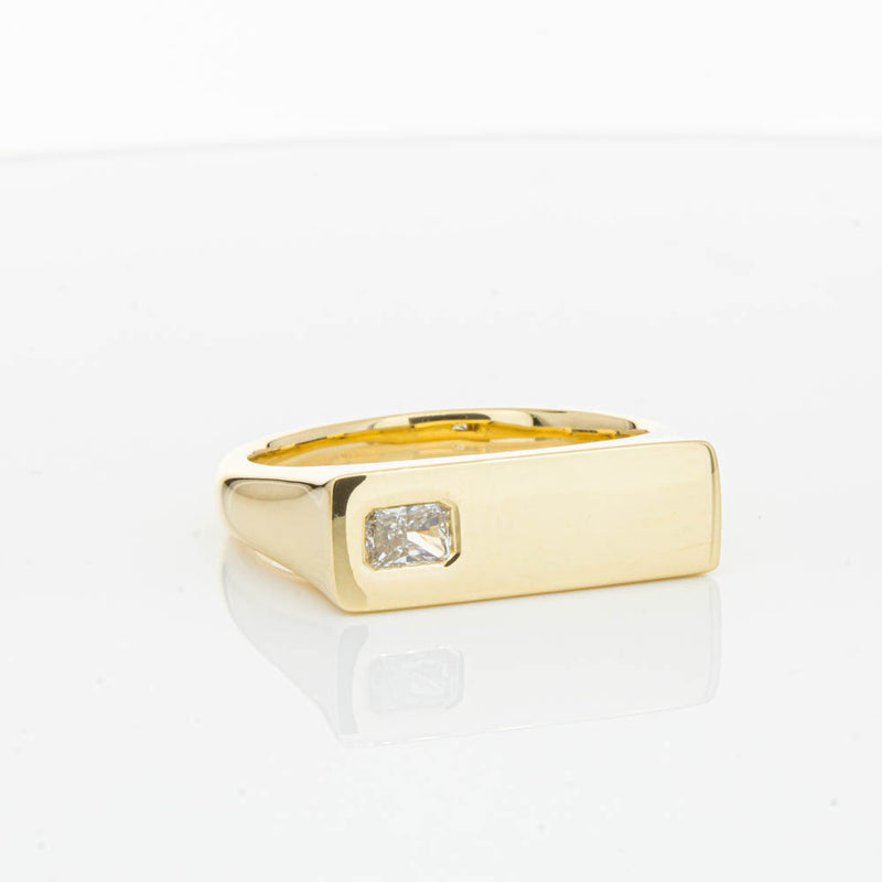18ct Yellow Gold Diamond Signet Ring-Ring-Walker & Hall