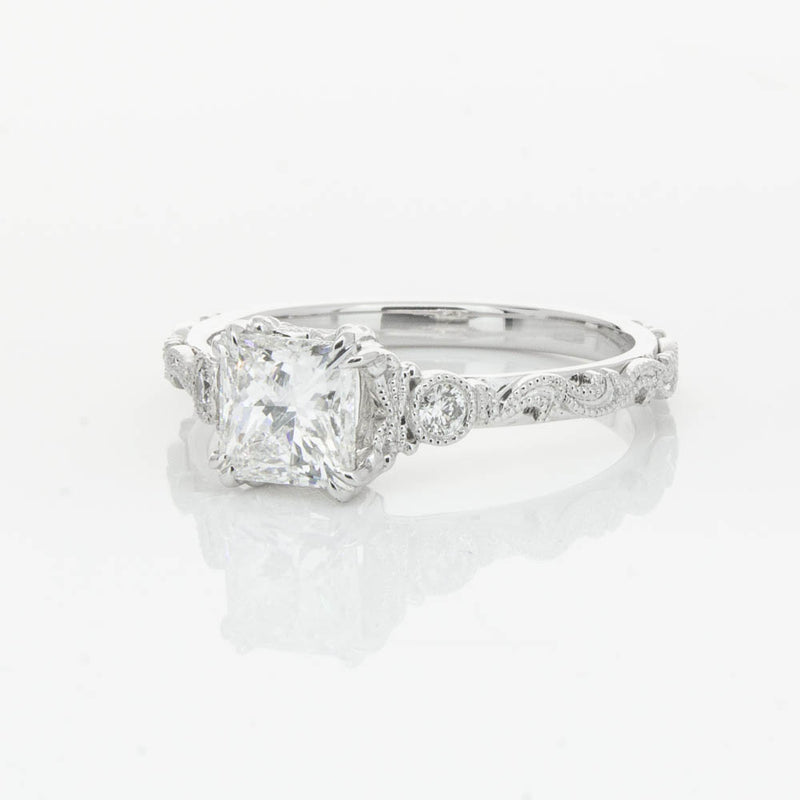 18ct White Gold Princess Cut Diamond Romanov Ring-Ring-Walker & Hall