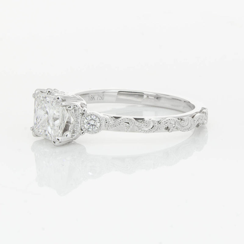 18ct White Gold Princess Cut Diamond Romanov Ring-Ring-Walker & Hall