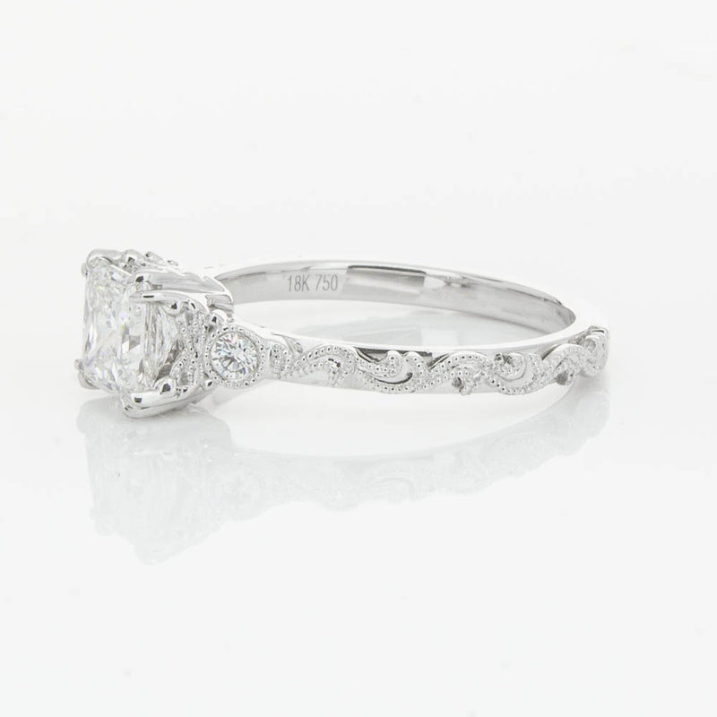 18ct White Gold Princess Cut Diamond Romanov Ring-Ring-Walker & Hall