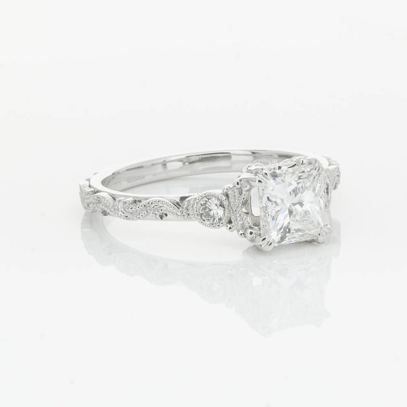 18ct White Gold Princess Cut Diamond Romanov Ring-Ring-Walker & Hall