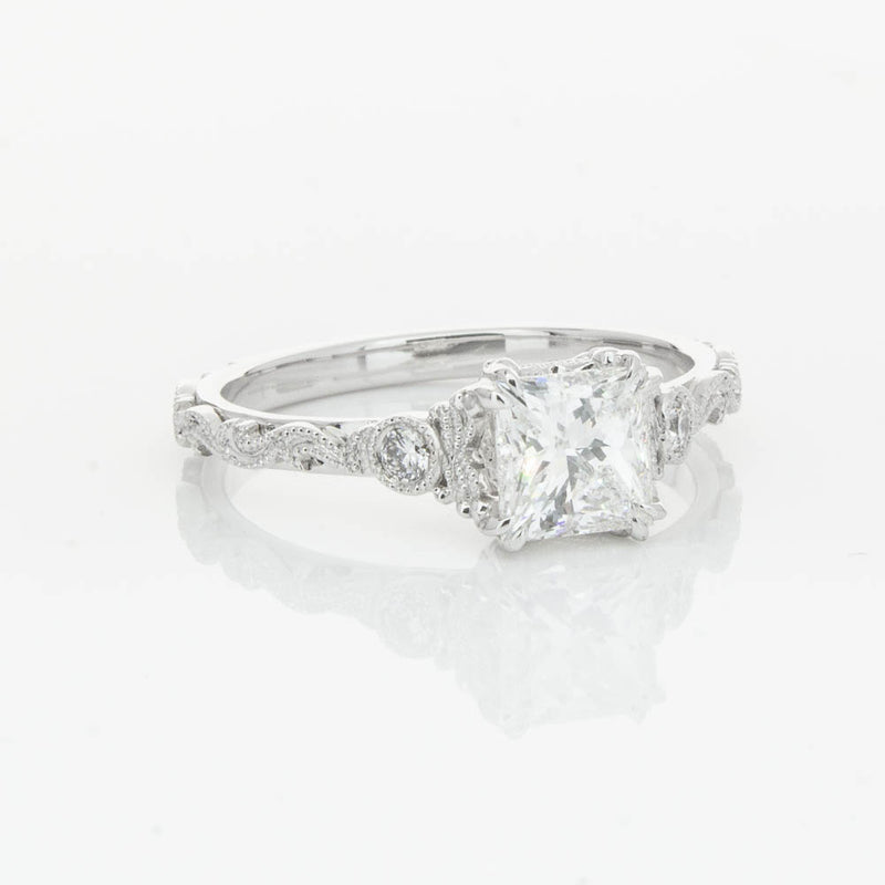 18ct White Gold Princess Cut Diamond Romanov Ring-Ring-Walker & Hall