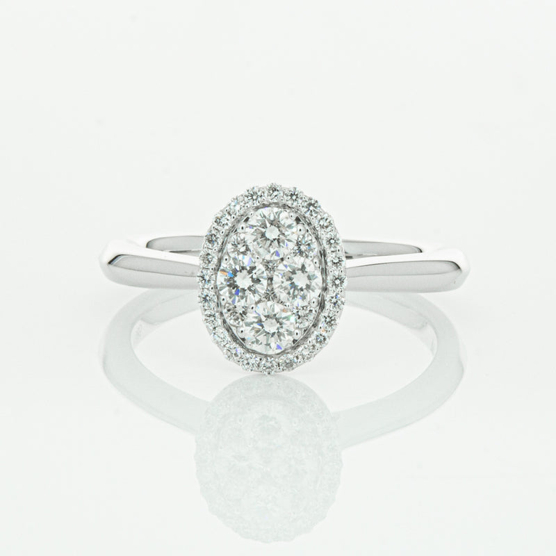 14ct White Gold Diamond Oval Saturn Ring-Ring-Walker & Hall