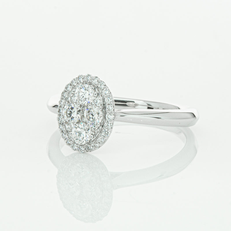 14ct White Gold Diamond Oval Saturn Ring-Ring-Walker & Hall