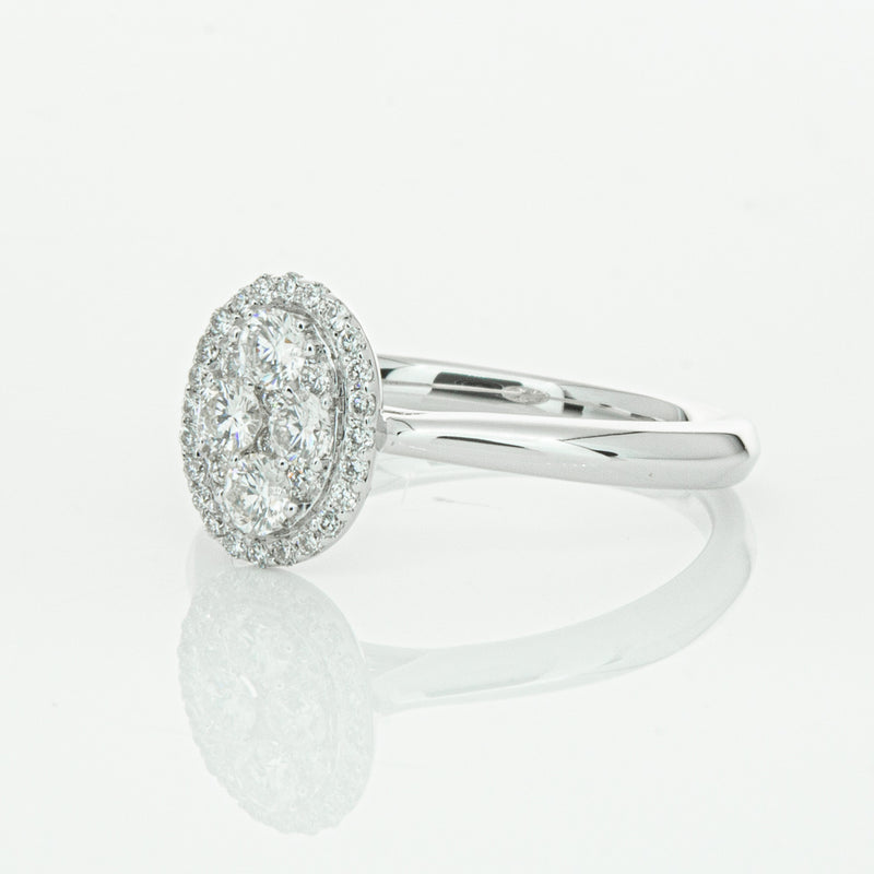 14ct White Gold Diamond Oval Saturn Ring-Ring-Walker & Hall