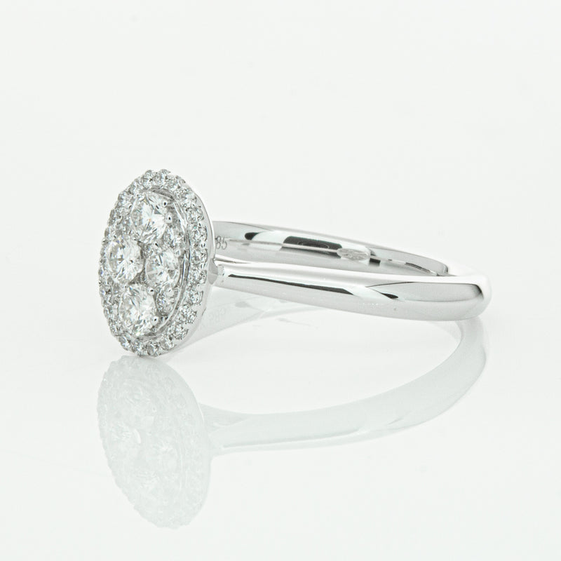 14ct White Gold Diamond Oval Saturn Ring-Ring-Walker & Hall