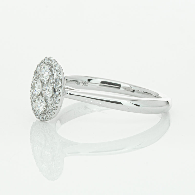 14ct White Gold Diamond Oval Saturn Ring-Ring-Walker & Hall