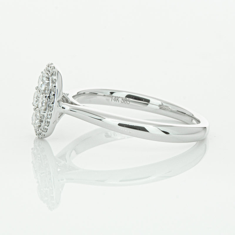 14ct White Gold Diamond Oval Saturn Ring-Ring-Walker & Hall