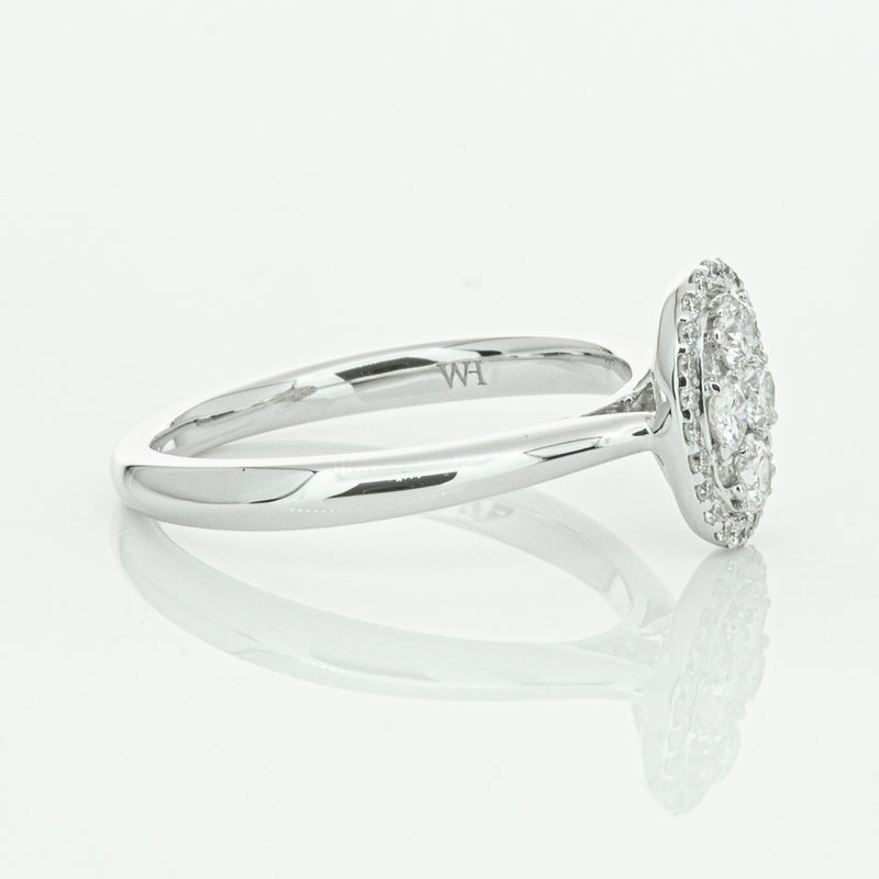 14ct White Gold Diamond Oval Saturn Ring-Ring-Walker & Hall