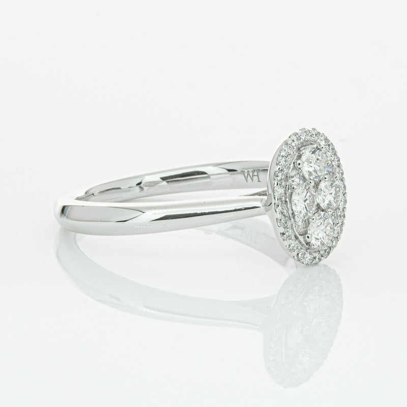 14ct White Gold Diamond Oval Saturn Ring-Ring-Walker & Hall