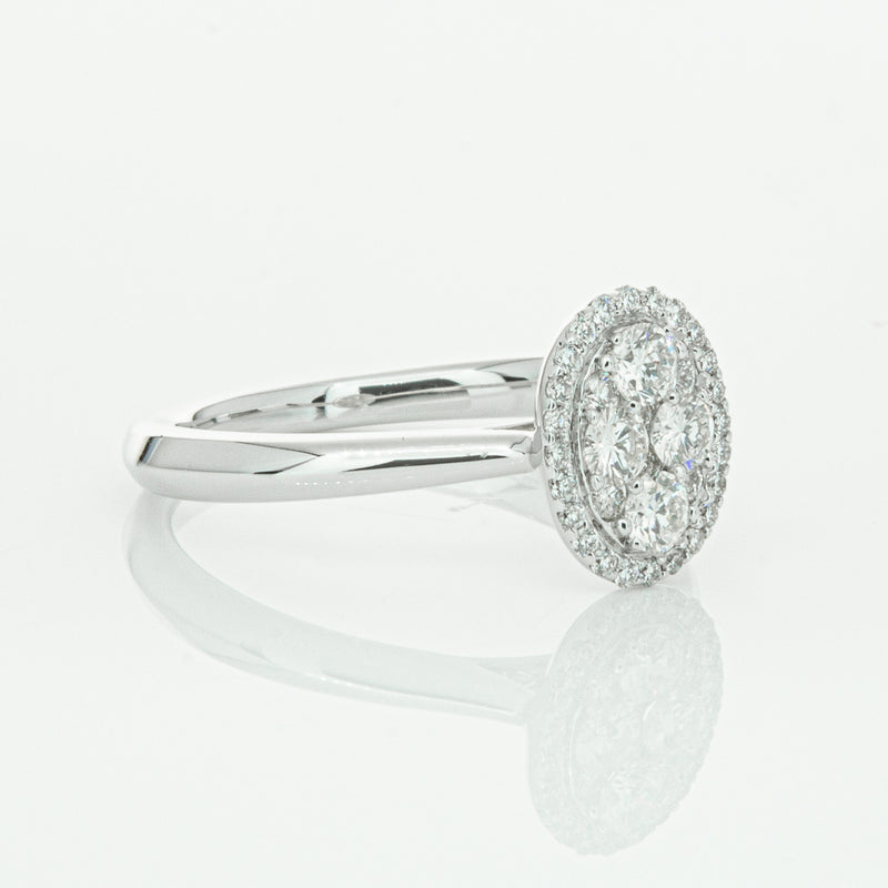 14ct White Gold Diamond Oval Saturn Ring-Ring-Walker & Hall