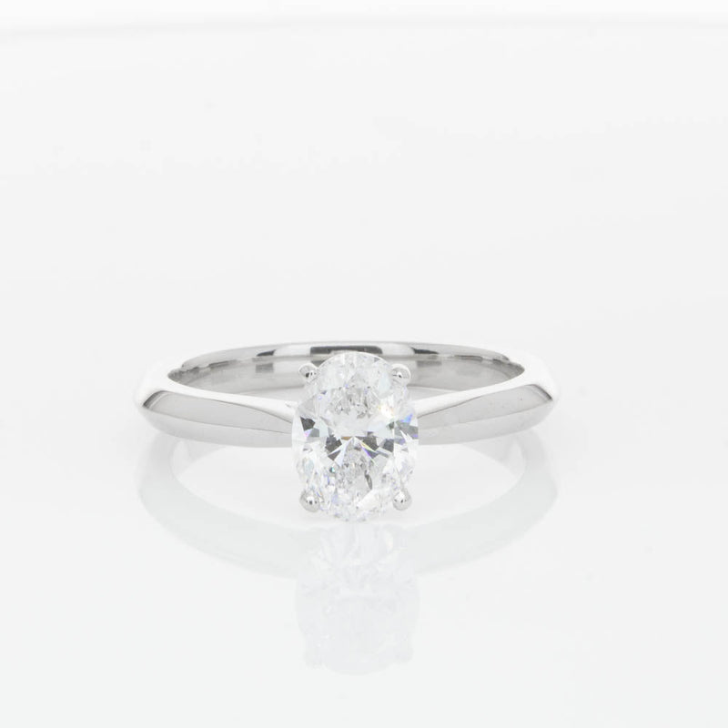 18ct White Gold 1.00ct Oval Cut Diamond Venetian Ring-Ring-Walker & Hall