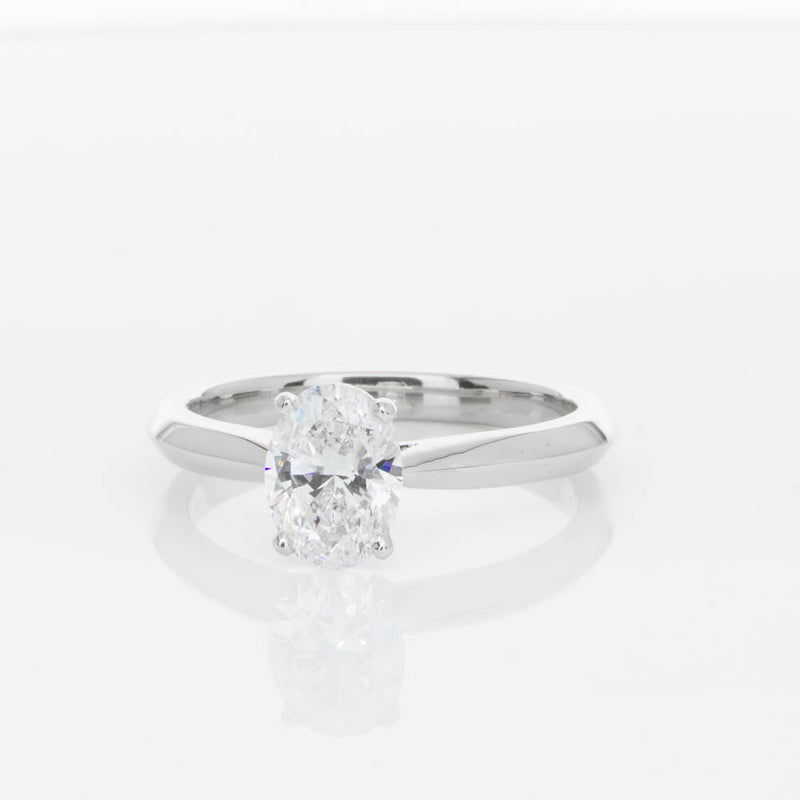18ct White Gold 1.00ct Oval Cut Diamond Venetian Ring-Ring-Walker & Hall