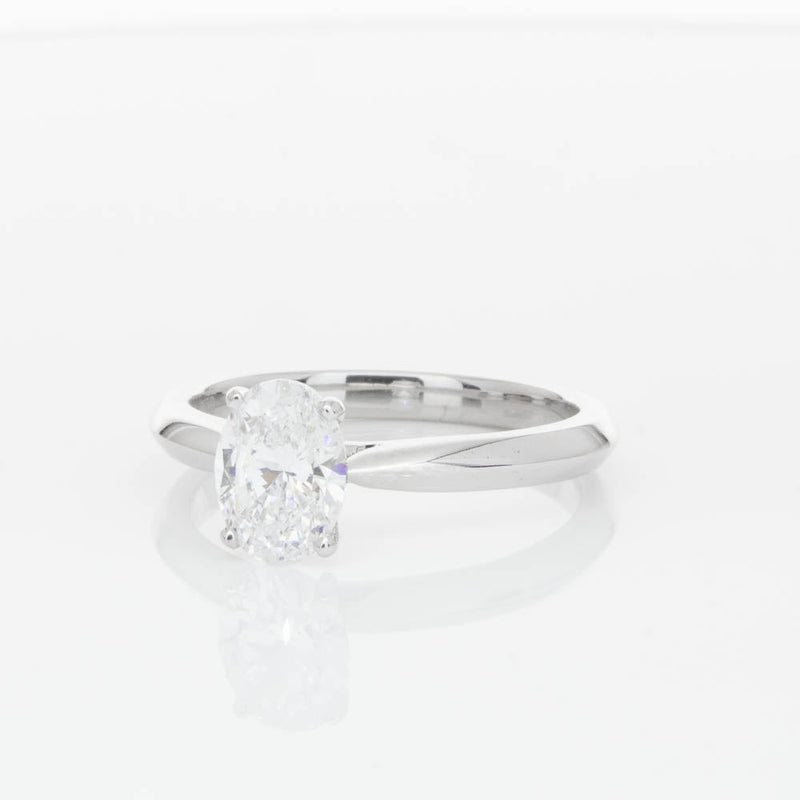 18ct White Gold 1.00ct Oval Cut Diamond Venetian Ring-Ring-Walker & Hall