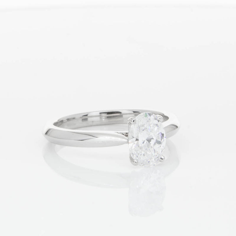 18ct White Gold 1.00ct Oval Cut Diamond Venetian Ring-Ring-Walker & Hall