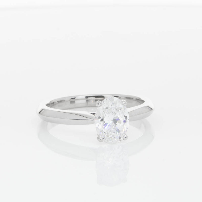 18ct White Gold 1.00ct Oval Cut Diamond Venetian Ring-Ring-Walker & Hall