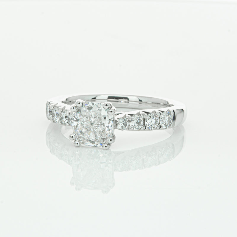 18ct White Gold 1.29ct Cushion Cut Diamond Phoenix Ring-Ring-Walker & Hall