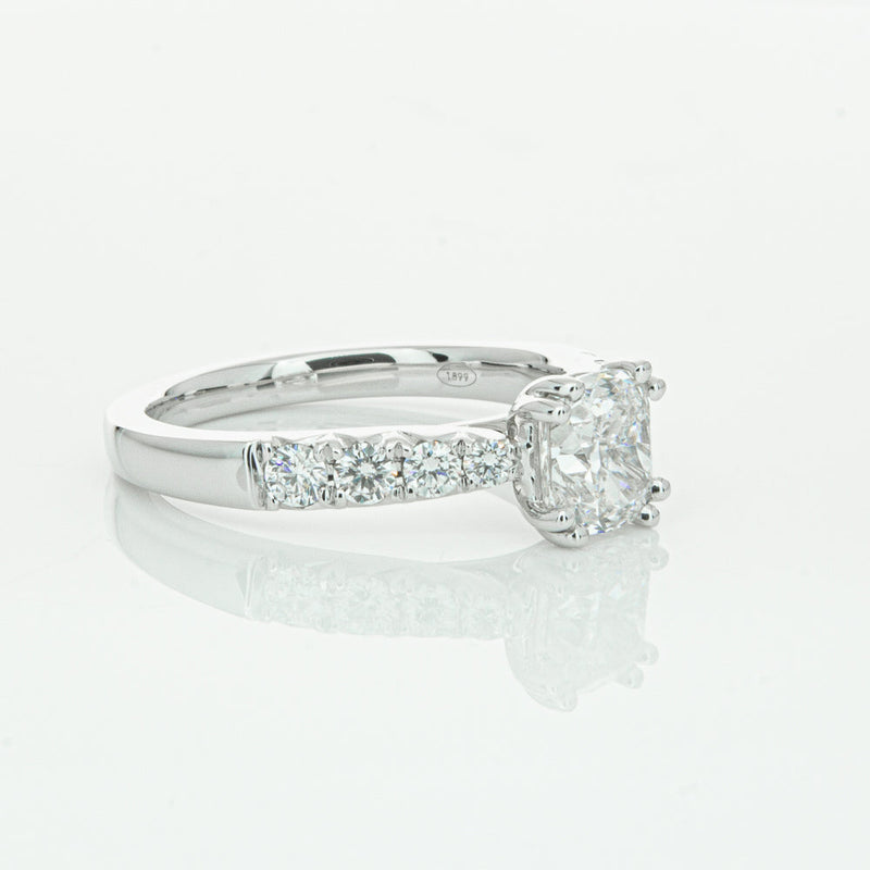 18ct White Gold 1.29ct Cushion Cut Diamond Phoenix Ring-Ring-Walker & Hall