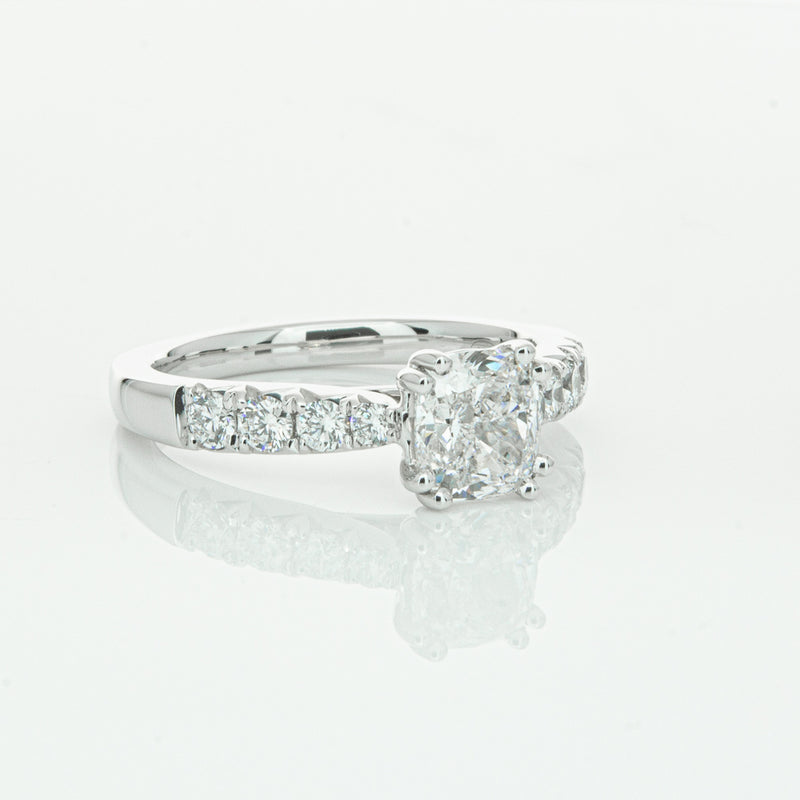 18ct White Gold 1.29ct Cushion Cut Diamond Phoenix Ring-Ring-Walker & Hall