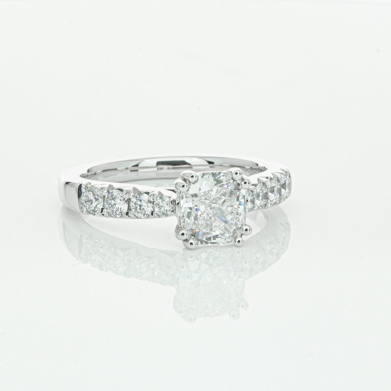 18ct White Gold 1.29ct Cushion Cut Diamond Phoenix Ring-Ring-Walker & Hall