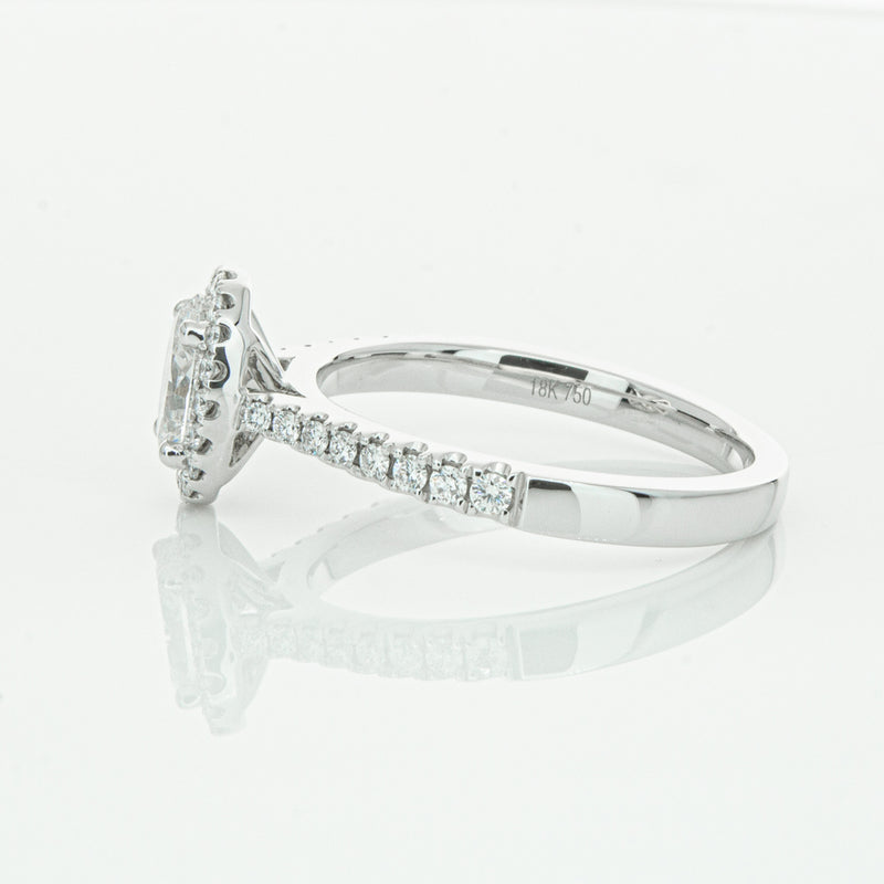 18ct White Gold Oval Cut Diamond Halo Ring-Ring-Walker & Hall