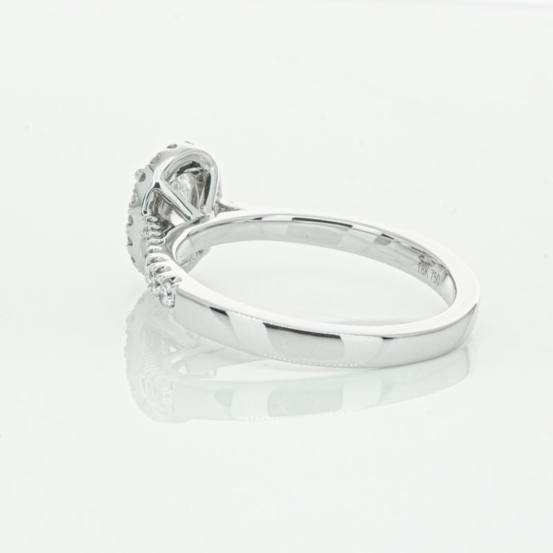 18ct White Gold Oval Cut Diamond Halo Ring-Ring-Walker & Hall