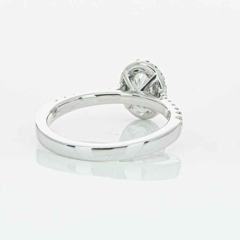 18ct White Gold Oval Cut Diamond Halo Ring-Ring-Walker & Hall