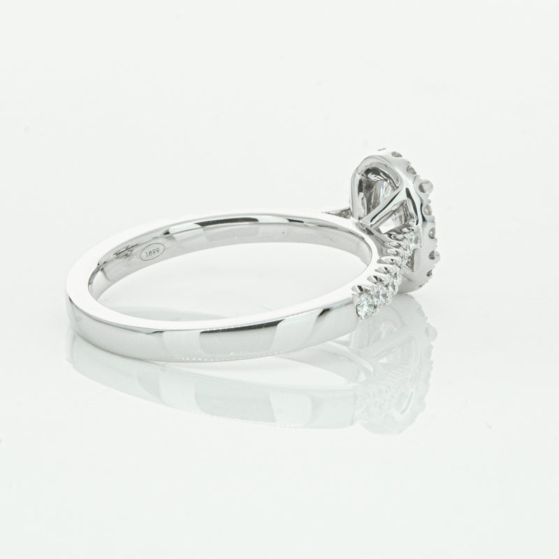 18ct White Gold Oval Cut Diamond Halo Ring-Ring-Walker & Hall