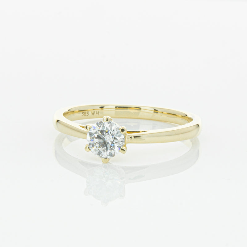 14ct Yellow Gold .40ct Diamond Lunette Ring-Ring-Walker & Hall