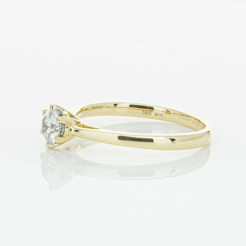 14ct Yellow Gold .40ct Diamond Lunette Ring-Ring-Walker & Hall