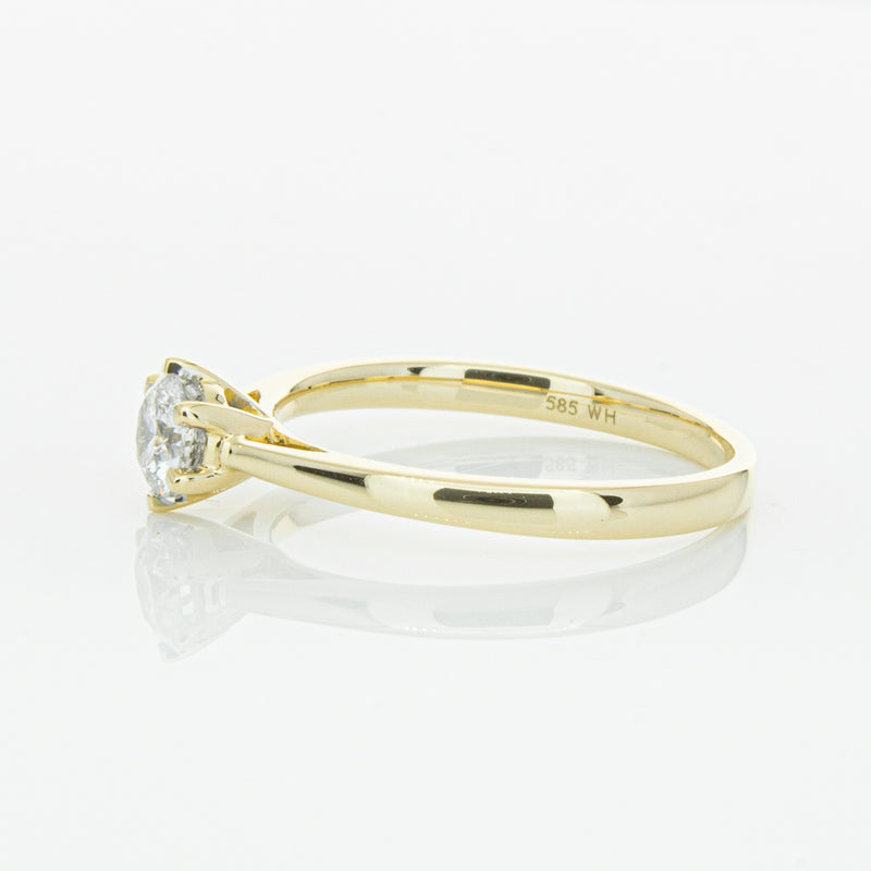 14ct Yellow Gold .40ct Diamond Lunette Ring-Ring-Walker & Hall