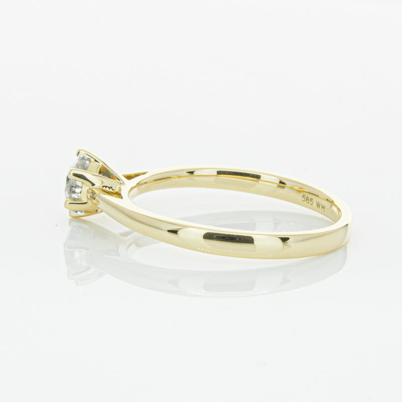 14ct Yellow Gold .40ct Diamond Lunette Ring-Ring-Walker & Hall