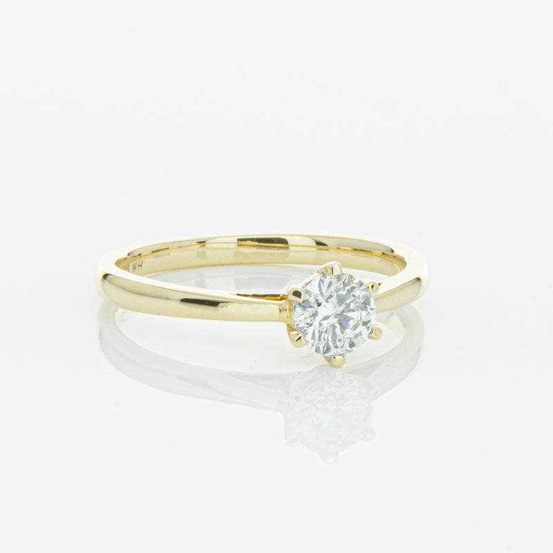 14ct Yellow Gold .40ct Diamond Lunette Ring-Ring-Walker & Hall