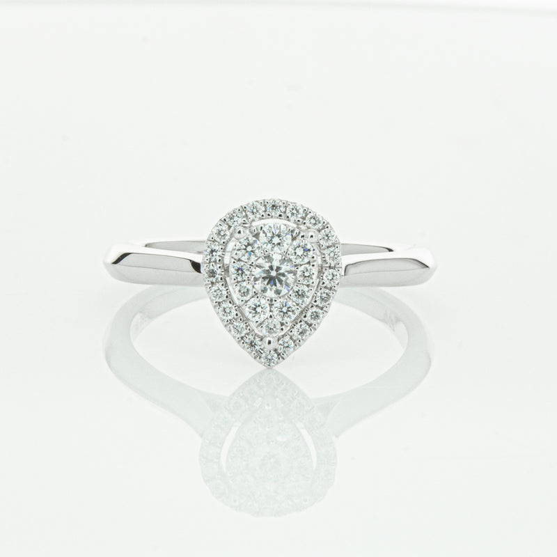 14ct White Gold Diamond Pear Saturn Ring-Ring-Walker & Hall