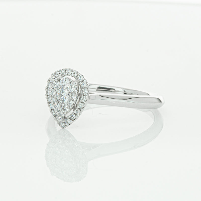 14ct White Gold Diamond Pear Saturn Ring-Ring-Walker & Hall