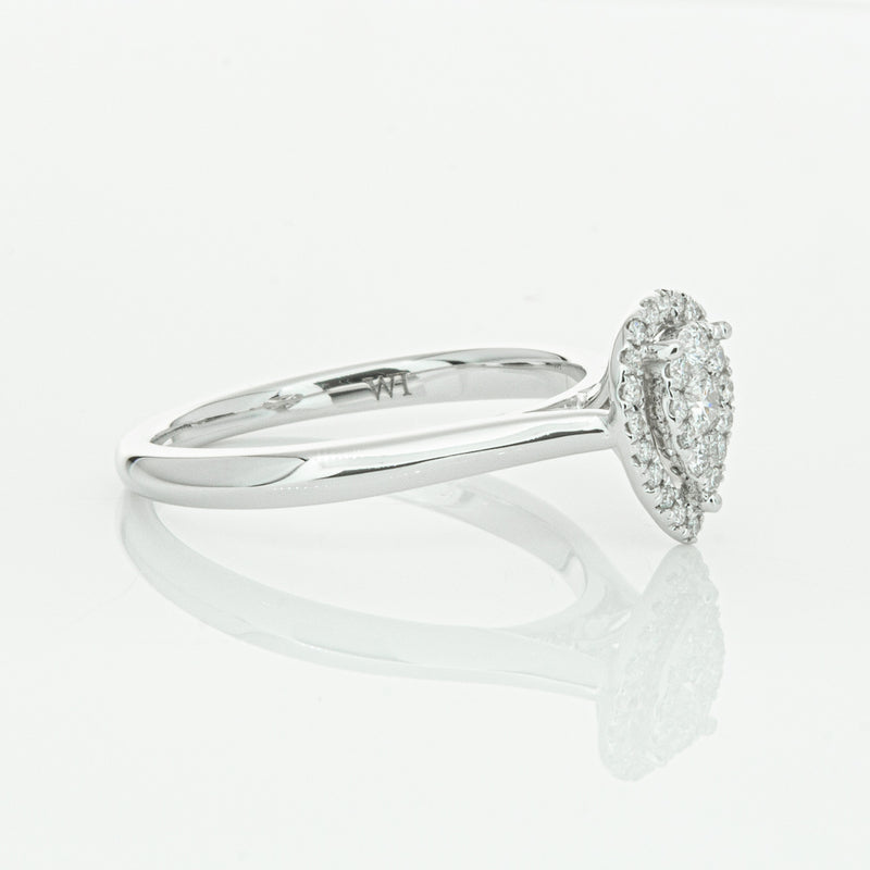 14ct White Gold Diamond Pear Saturn Ring-Ring-Walker & Hall