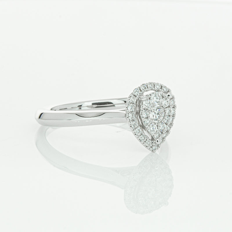 14ct White Gold Diamond Pear Saturn Ring-Ring-Walker & Hall