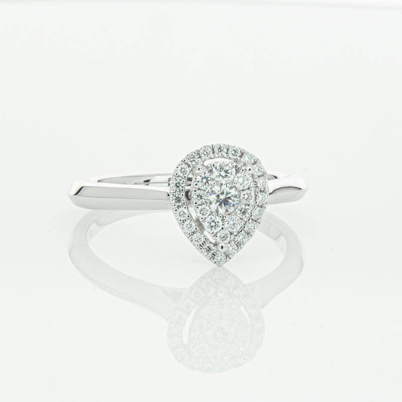 14ct White Gold Diamond Pear Saturn Ring-Ring-Walker & Hall