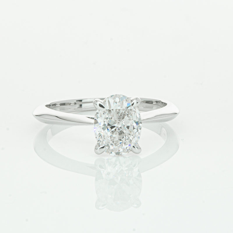 18ct White Gold 1.50ct Oval Cut Diamond Venetian Ring-Ring-Walker & Hall