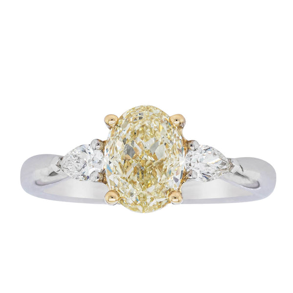 18ct White Gold 1.63ct Oval Yellow Diamond Ayla Ring - Ring - Walker & Hall