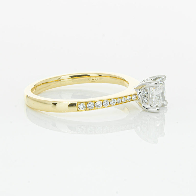 18ct Yellow Gold .70ct Cushion Cut Diamond Ring-Ring-Walker & Hall