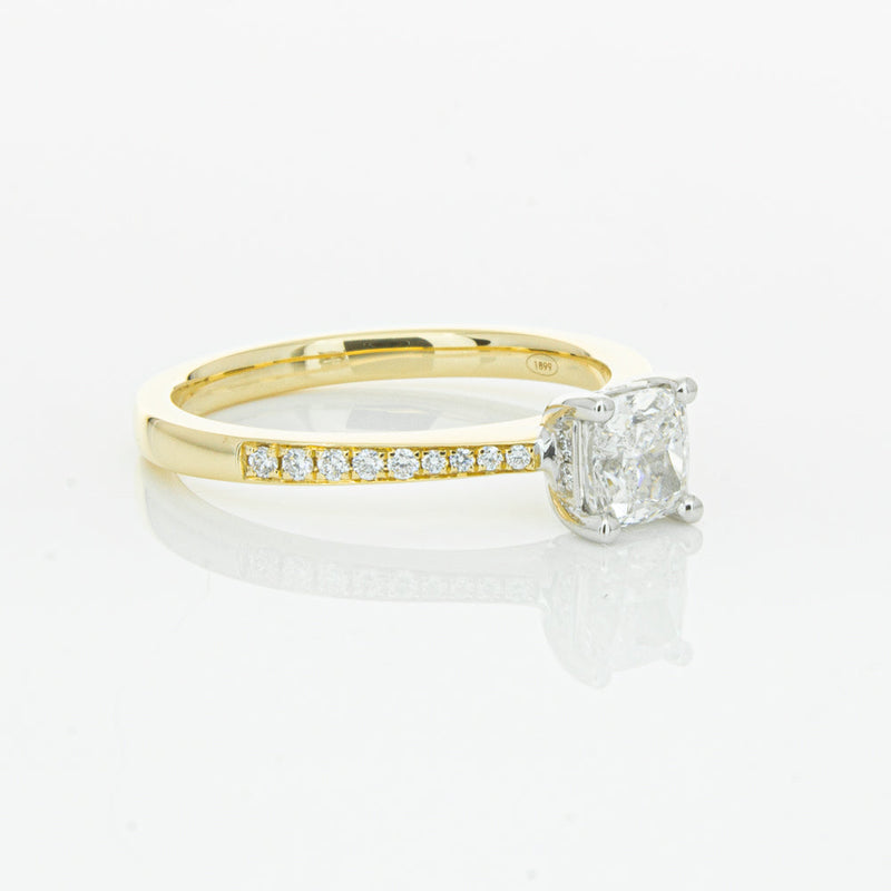 18ct Yellow Gold .70ct Cushion Cut Diamond Ring-Ring-Walker & Hall