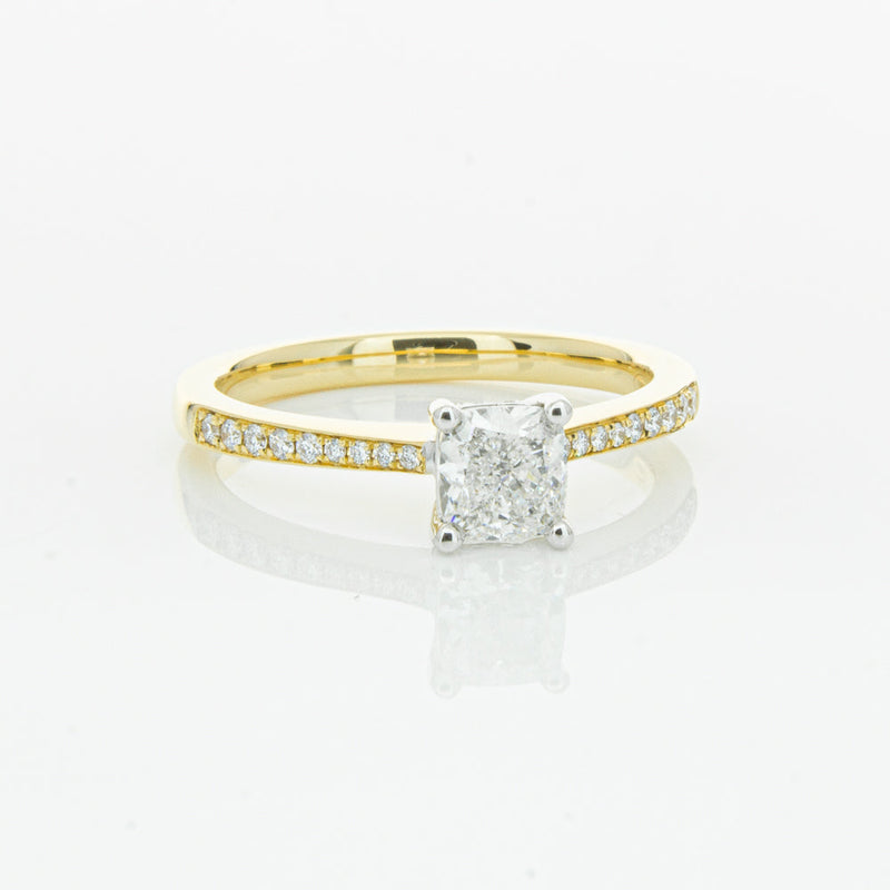 18ct Yellow Gold .70ct Cushion Cut Diamond Ring-Ring-Walker & Hall
