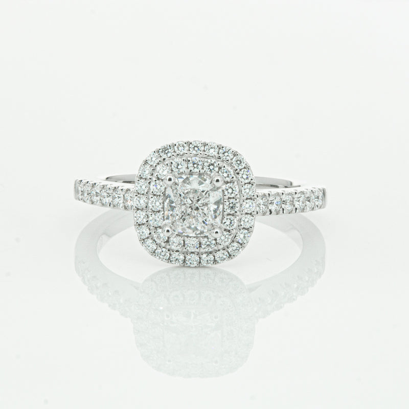 18ct White Gold .51ct Cushion Cut Diamond Rosa Ring-Ring-Walker & Hall