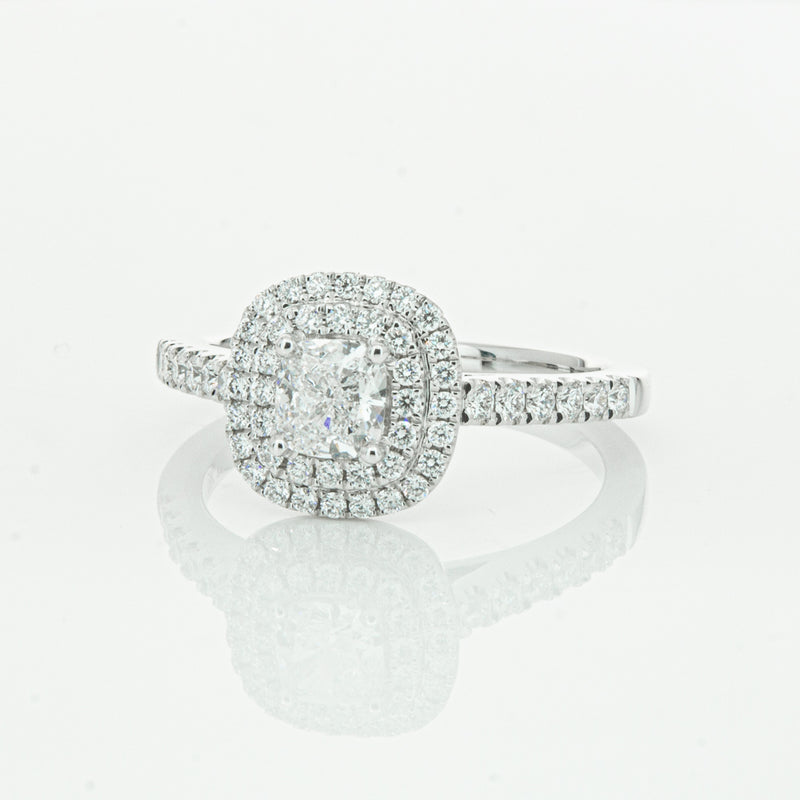 18ct White Gold .51ct Cushion Cut Diamond Rosa Ring-Ring-Walker & Hall